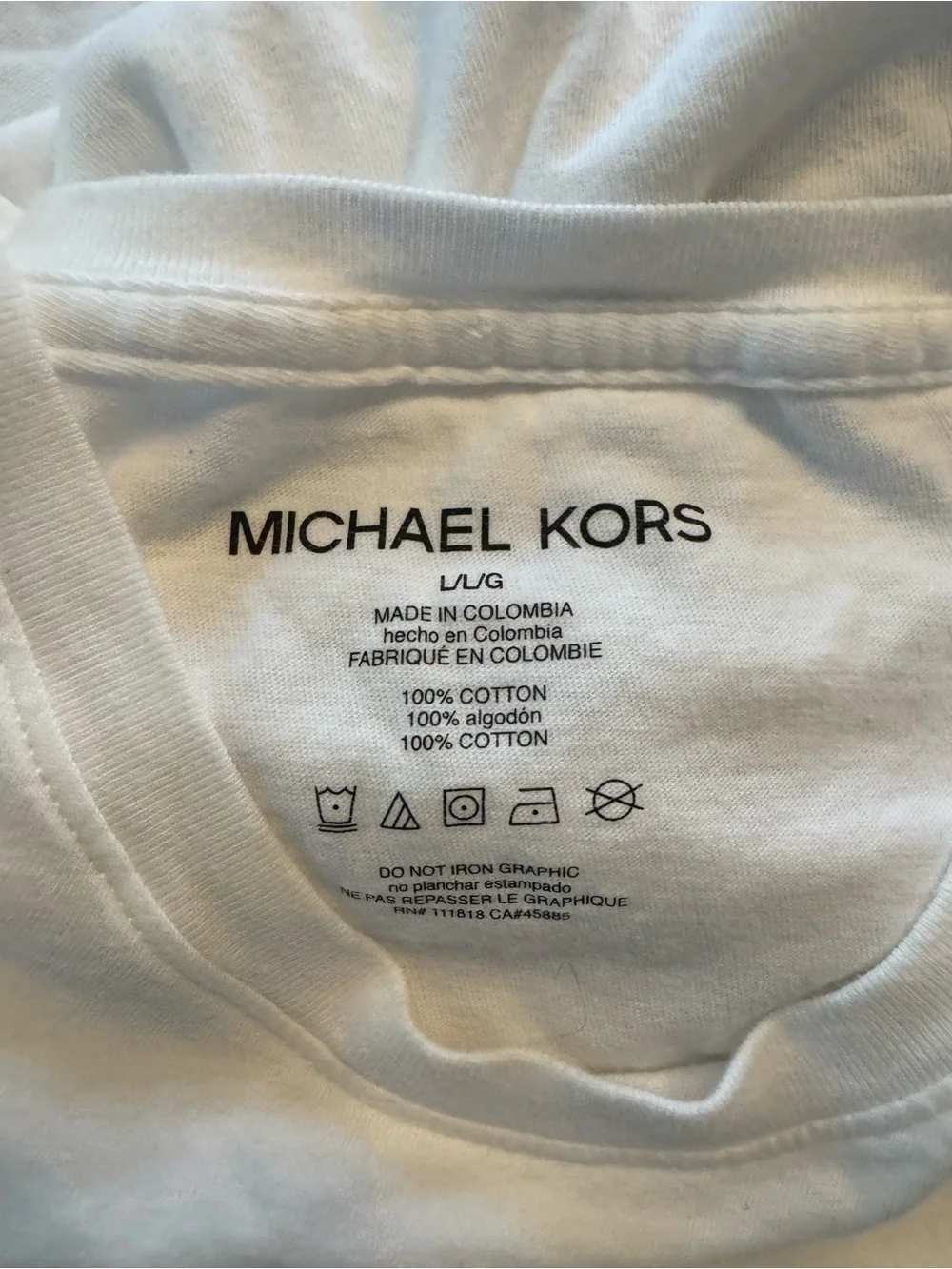 Michael Kors White Short Sleeve Tee with Black Graphic 100% cotton